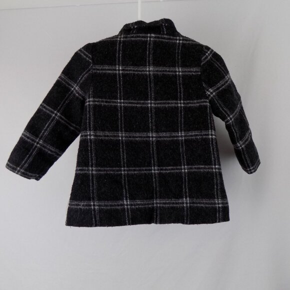 Cherokee Girls 18M Pea Coat Black White Plaid Winter Lined Zipper Dressy Casual - Picture 2 of 6